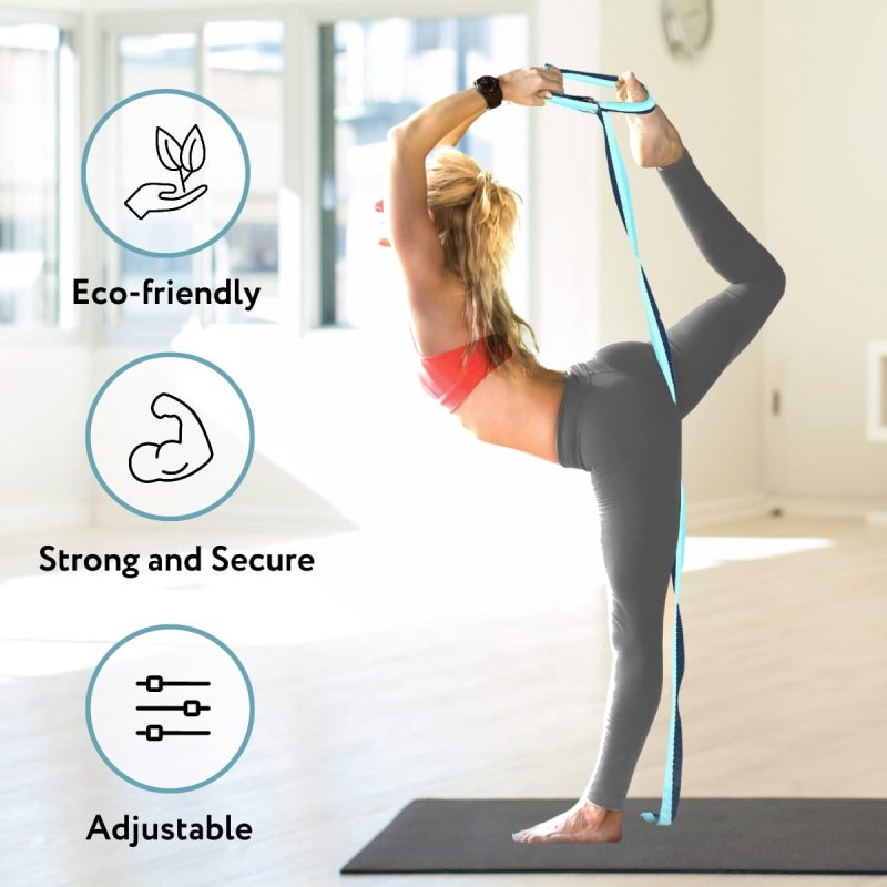 Yoga Belt with Adjustable D-Ring Buckle for Pilates, Gym Workouts & Physical Therapy - Image 3